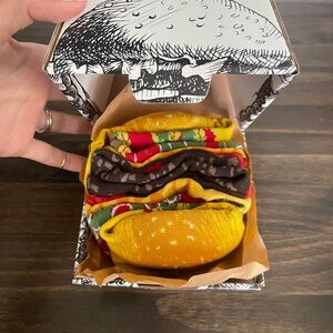 Burger Patterned Sock Set - Yellow, Red, Green, Brown